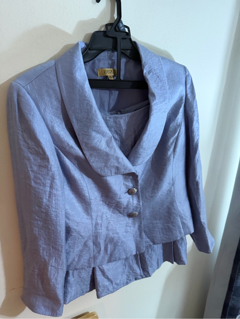 Kasper Size 14  Lavender Cropped Blazer Skirt Suit